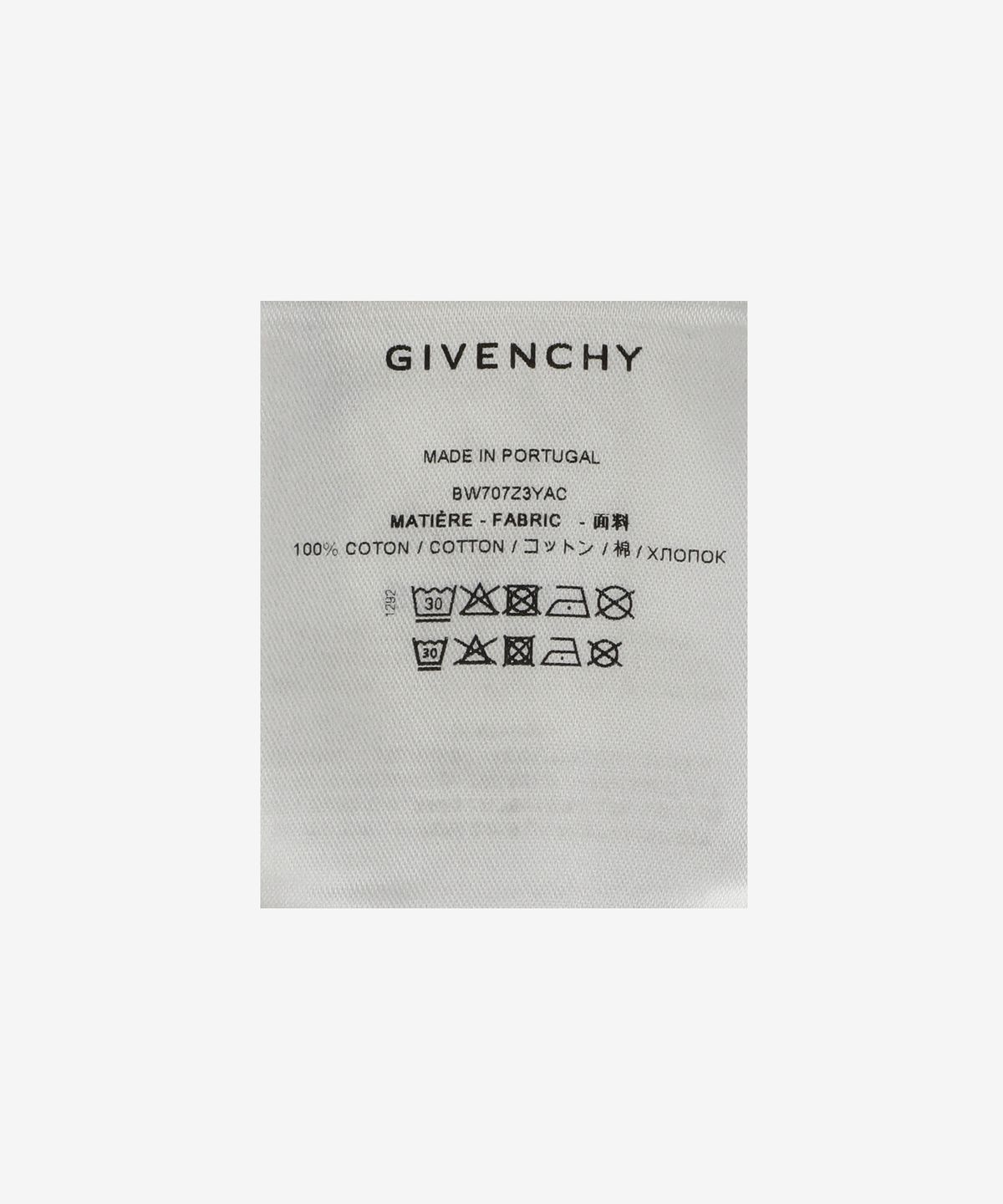 지방시(GIVENCHY) 로고 프린트 반소매 티셔츠 - 화이트 / BW707Z3YAC100