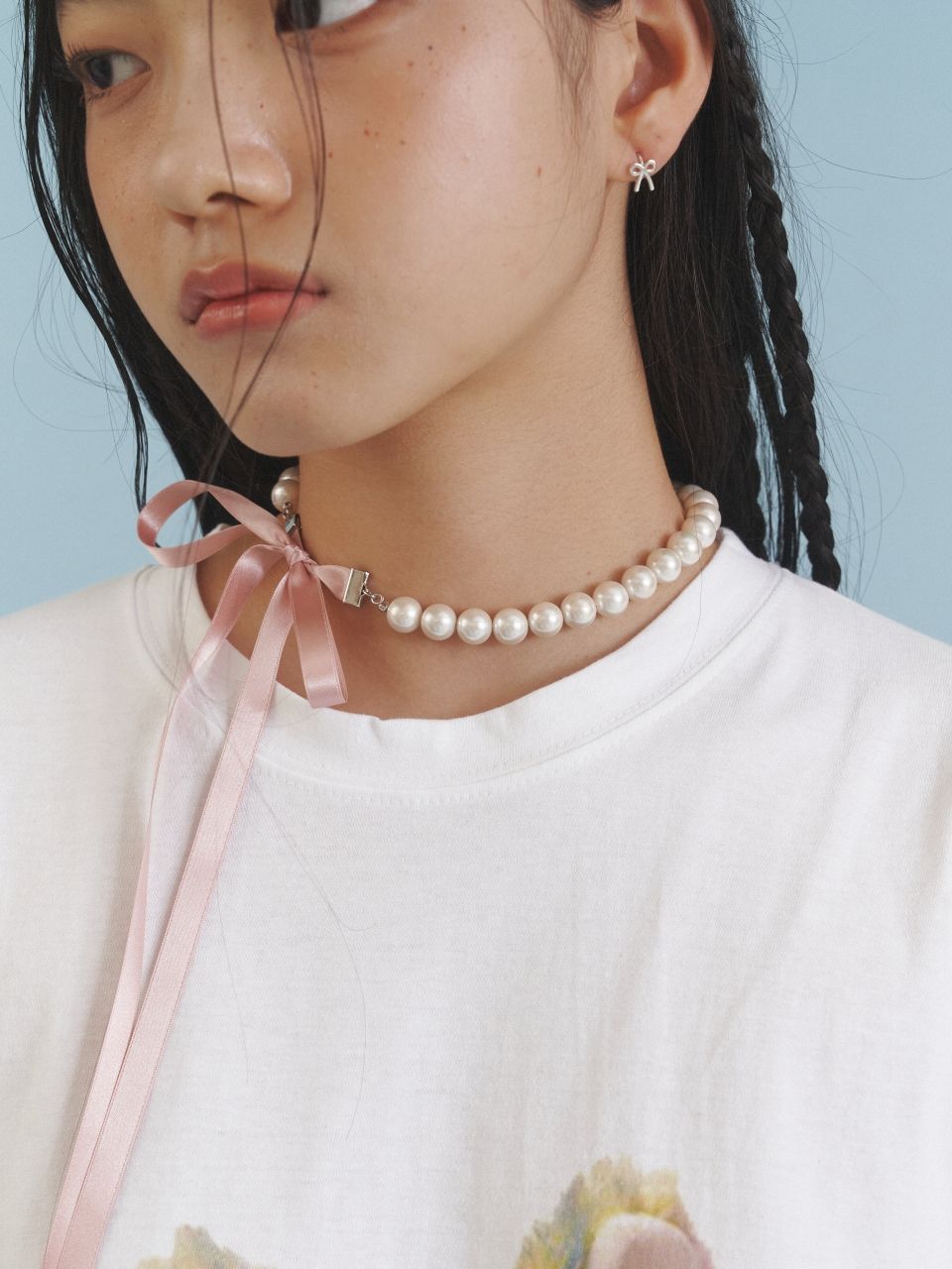 ネックレス・ペンダント LOVE ME MONSTER Baroque Pearl Sheer Ribbon Necklace MUSINSA | LOVE ME MONSTER Love Ribbon Pearl Necklace