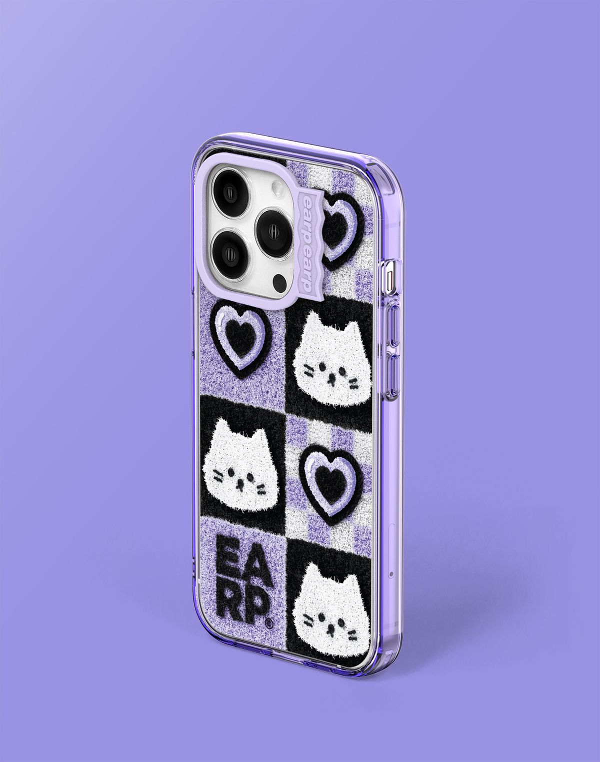 어프어프(EARPEARP) CHECKER BOARD HEART CHICHI-PURPLE(웨이브라벨-기본)