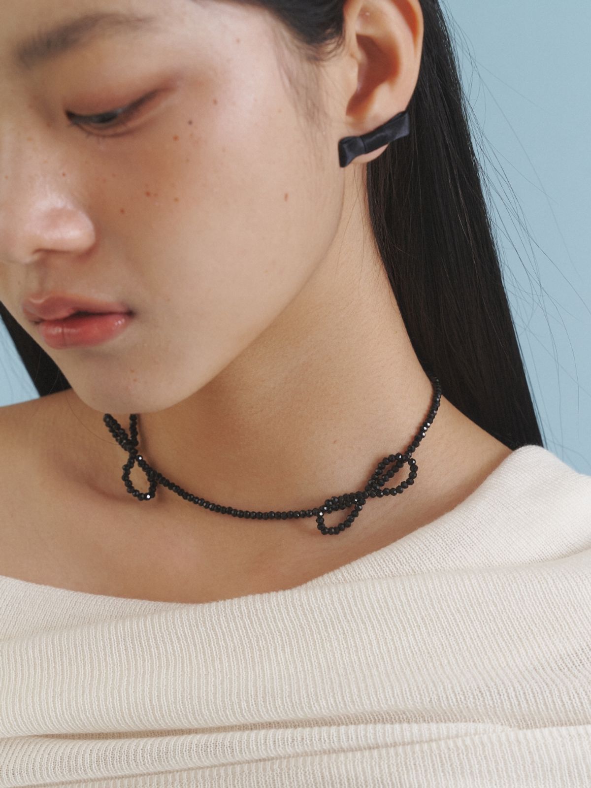 러브미몬스터(LOVE ME MONSTER) OO Love Ribbon Beads Necklace