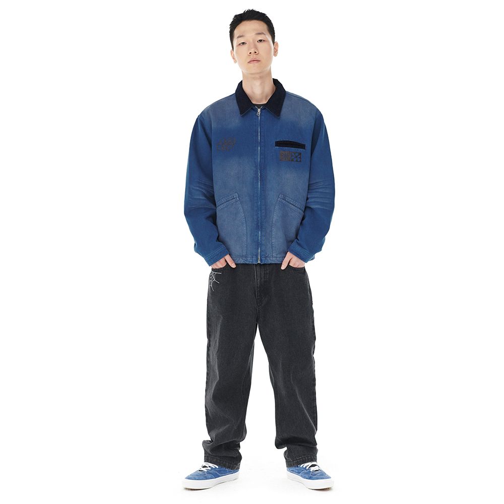 MUSINSA | MAHAGRID WASHED WORK JACKET NAVY(MG2DFMJ244A)