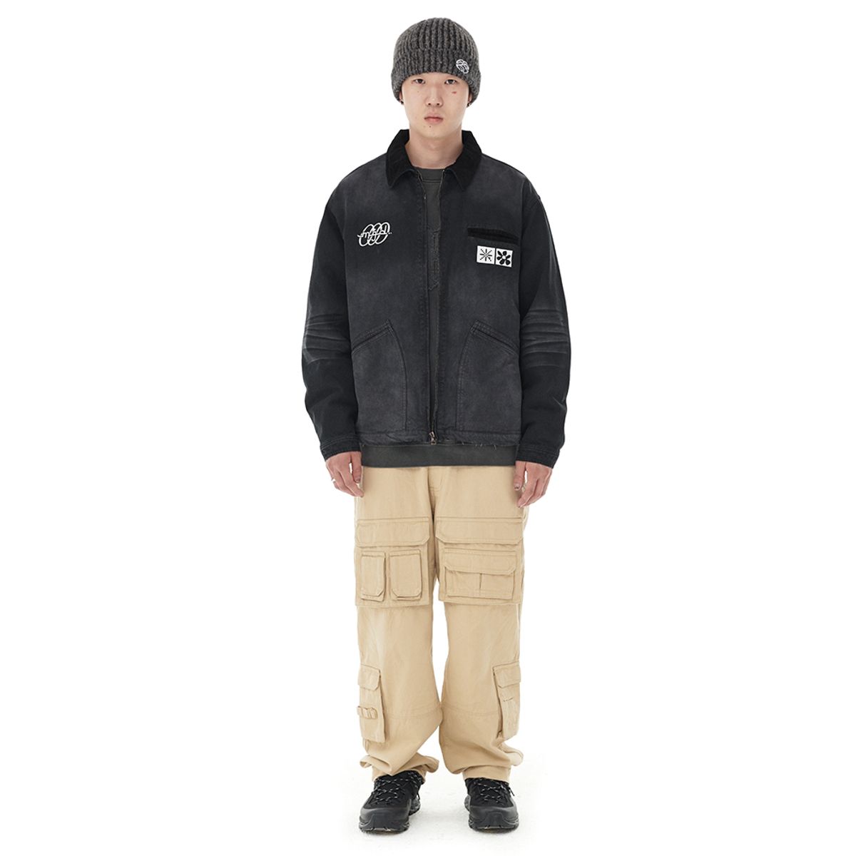 마하그리드(MAHAGRID) WASHED WORK JACKET CHARCOAL(MG2DFMJ244A)