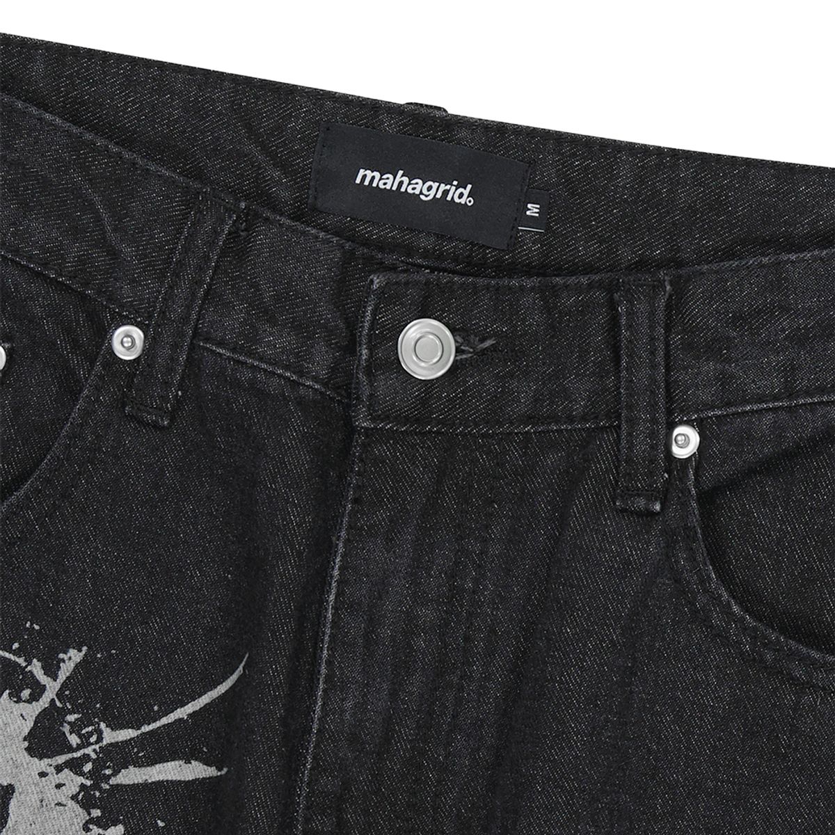 마하그리드(MAHAGRID) BULLET MARK DENIM PANT BLACK(MG2DFMD110A)