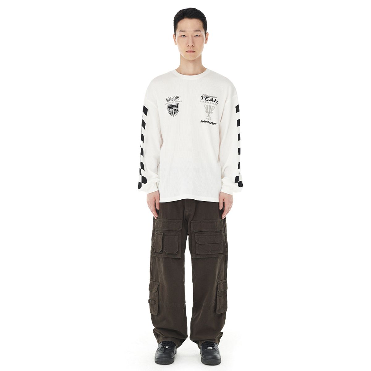 마하그리드(MAHAGRID) W.C.S RACING WAFFLE LS TEE OFF WHITE(MG2DFMT557A)