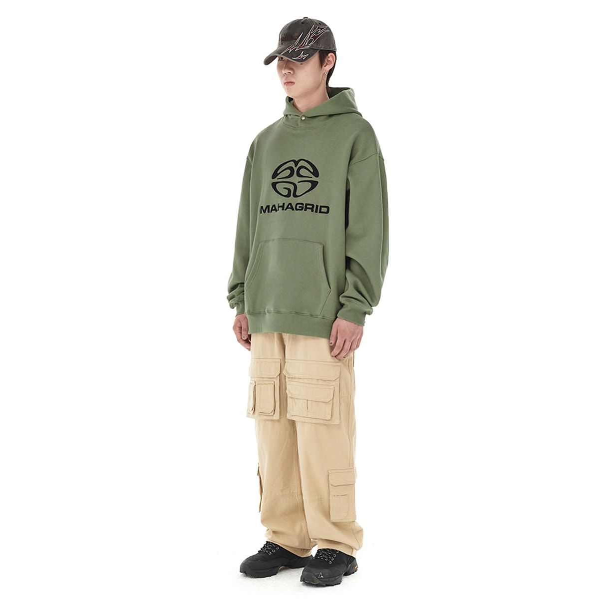 마하그리드(MAHAGRID) ECLIPSE LOGO HOODIE KHAKI(MG2DFMM407A)