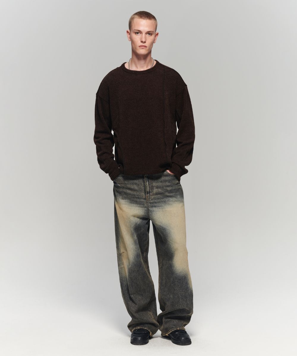 MUSINSA | MAISON MINED DART BRUSH WIDE DENIM PANTS SAND BLUE