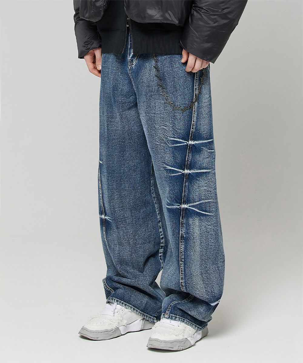 【MAISON MINED】24SS★ PINCH WIND SEMI WIDE DENIM PANTS MUSINSA | MAISON MINED PINCH WIND SEMI WIDE DENIM PANTS BLUE