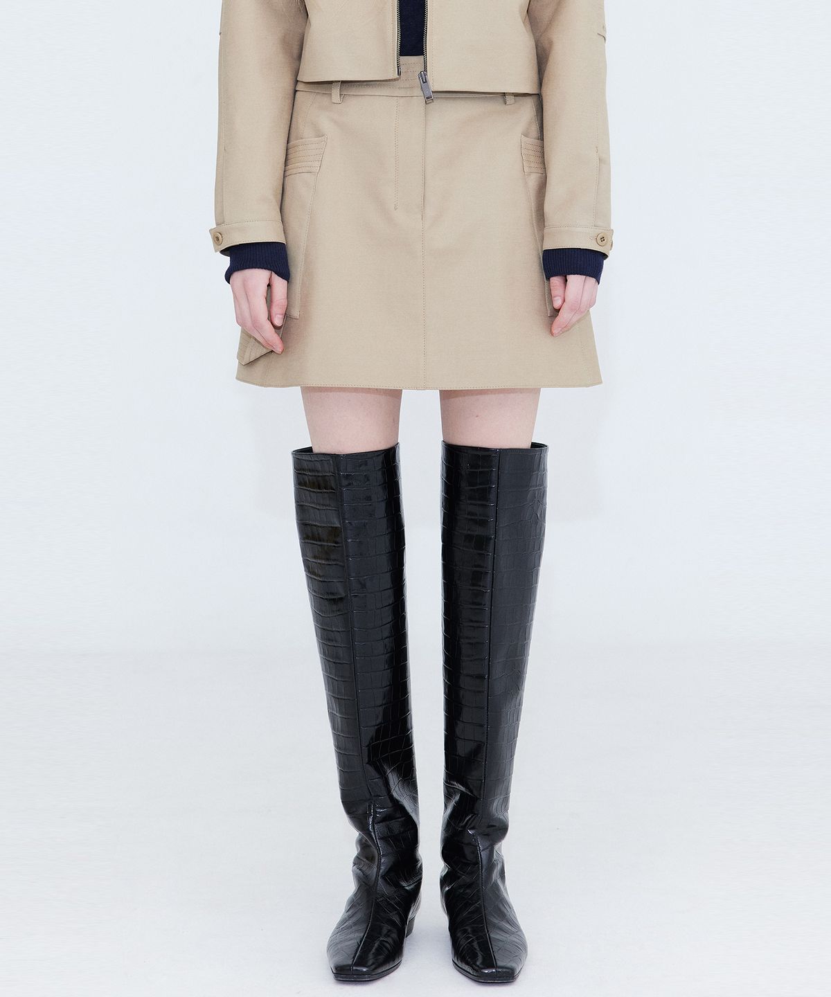 분더캄머(WNDERKAMMER) Cotton Cargo Mini Skirt_Beige(코튼 카고 미니 스커트_베이지)