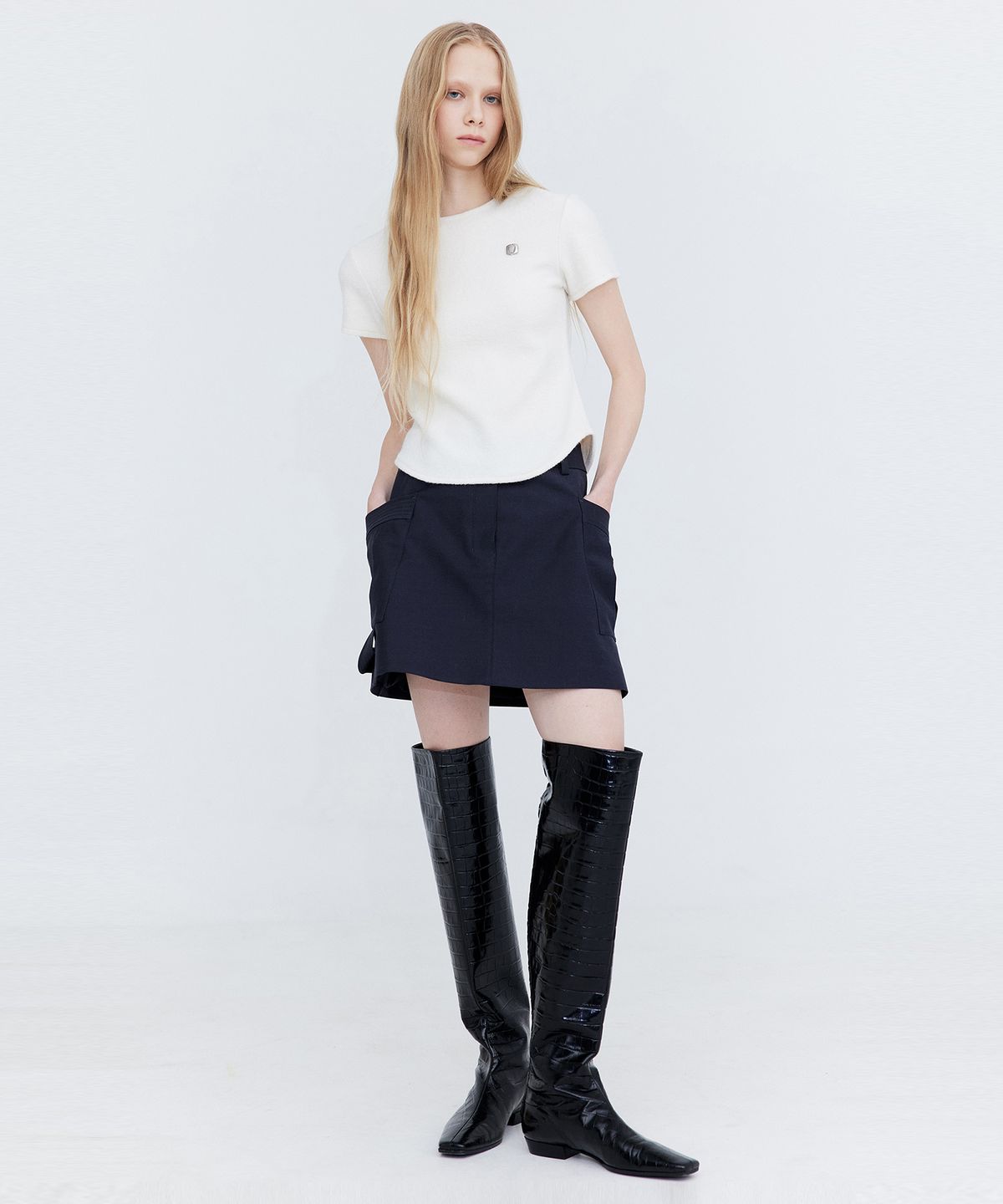 분더캄머(WNDERKAMMER) Cotton Cargo Mini Skirt_Charcoal(코튼 카고 미니 스커트_챠콜)