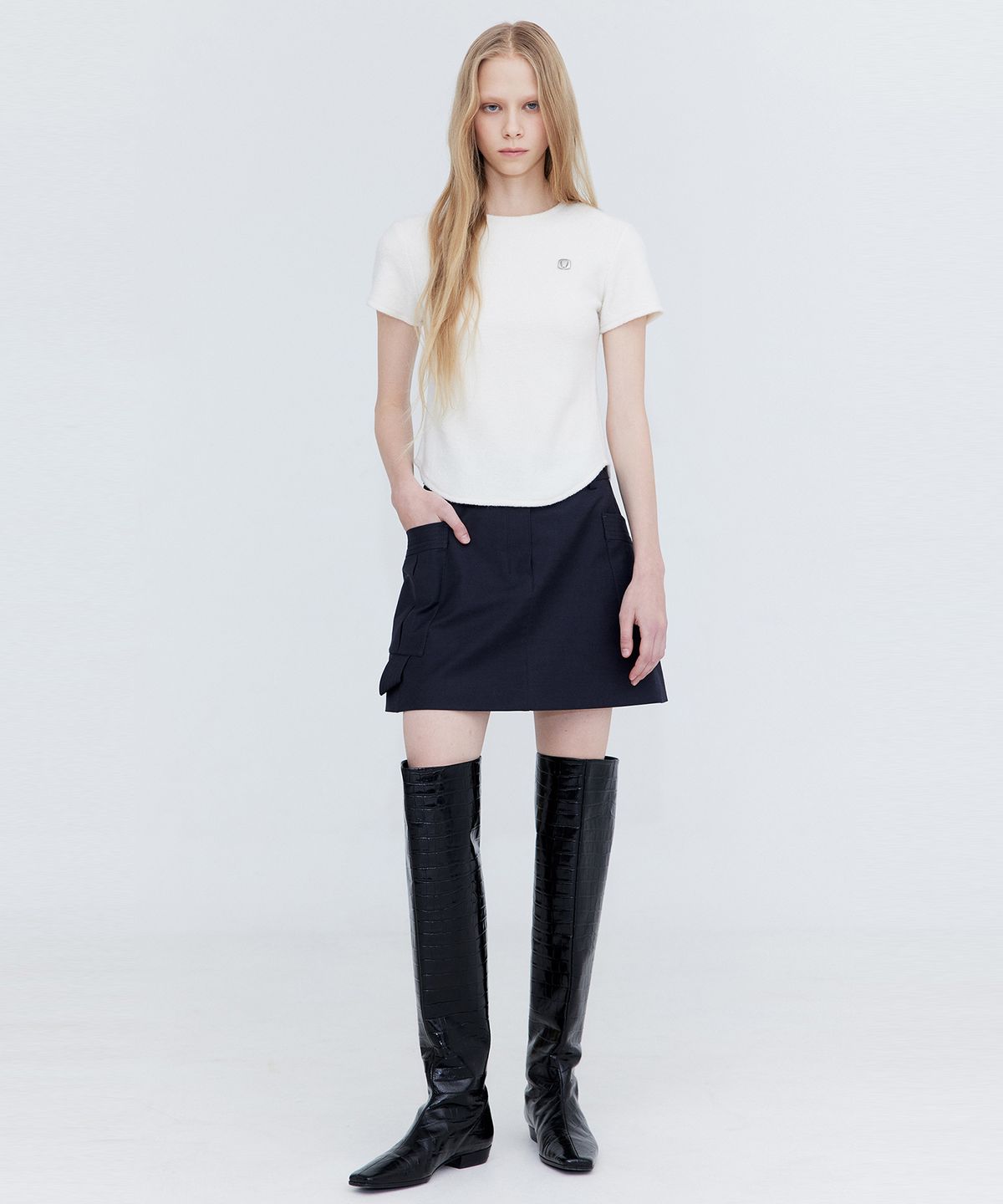 분더캄머(WNDERKAMMER) Cotton Cargo Mini Skirt_Charcoal(코튼 카고 미니 스커트_챠콜)