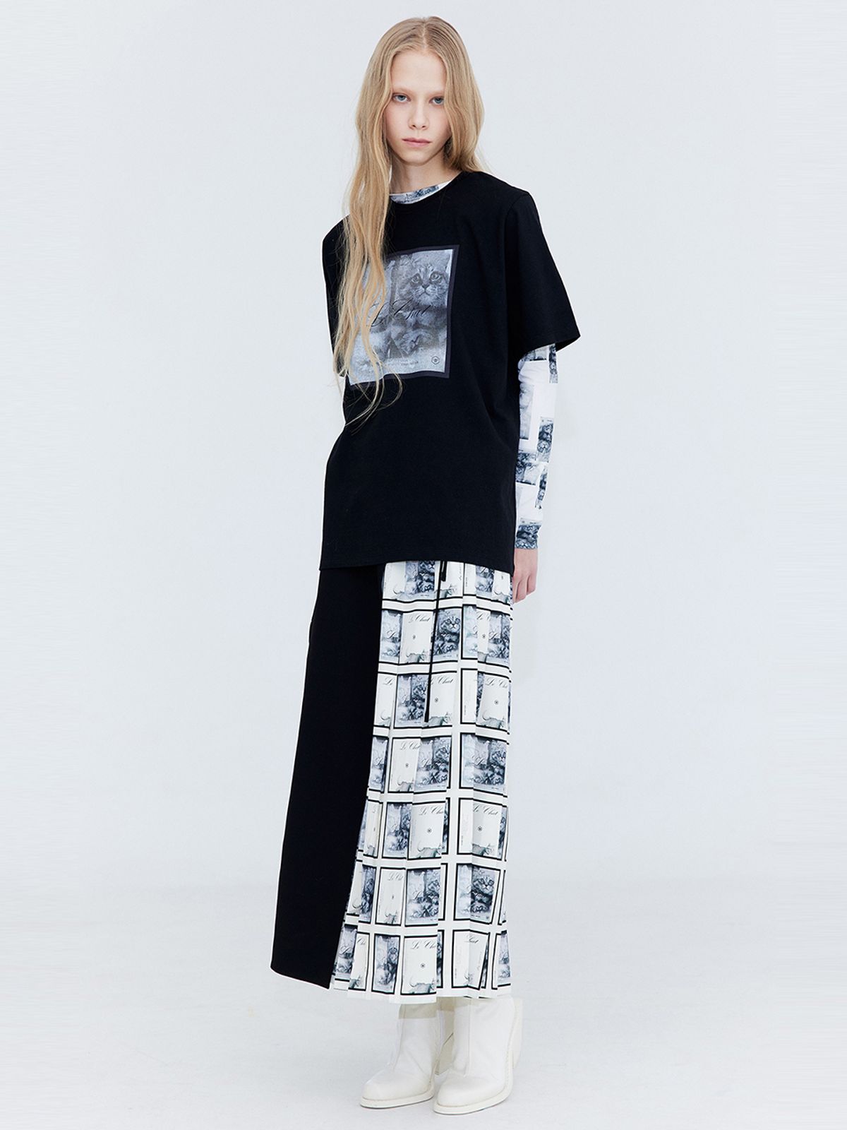 분더캄머(WNDERKAMMER) Pleated wrap skirt_print(플리츠 랩 스커트_프린트)