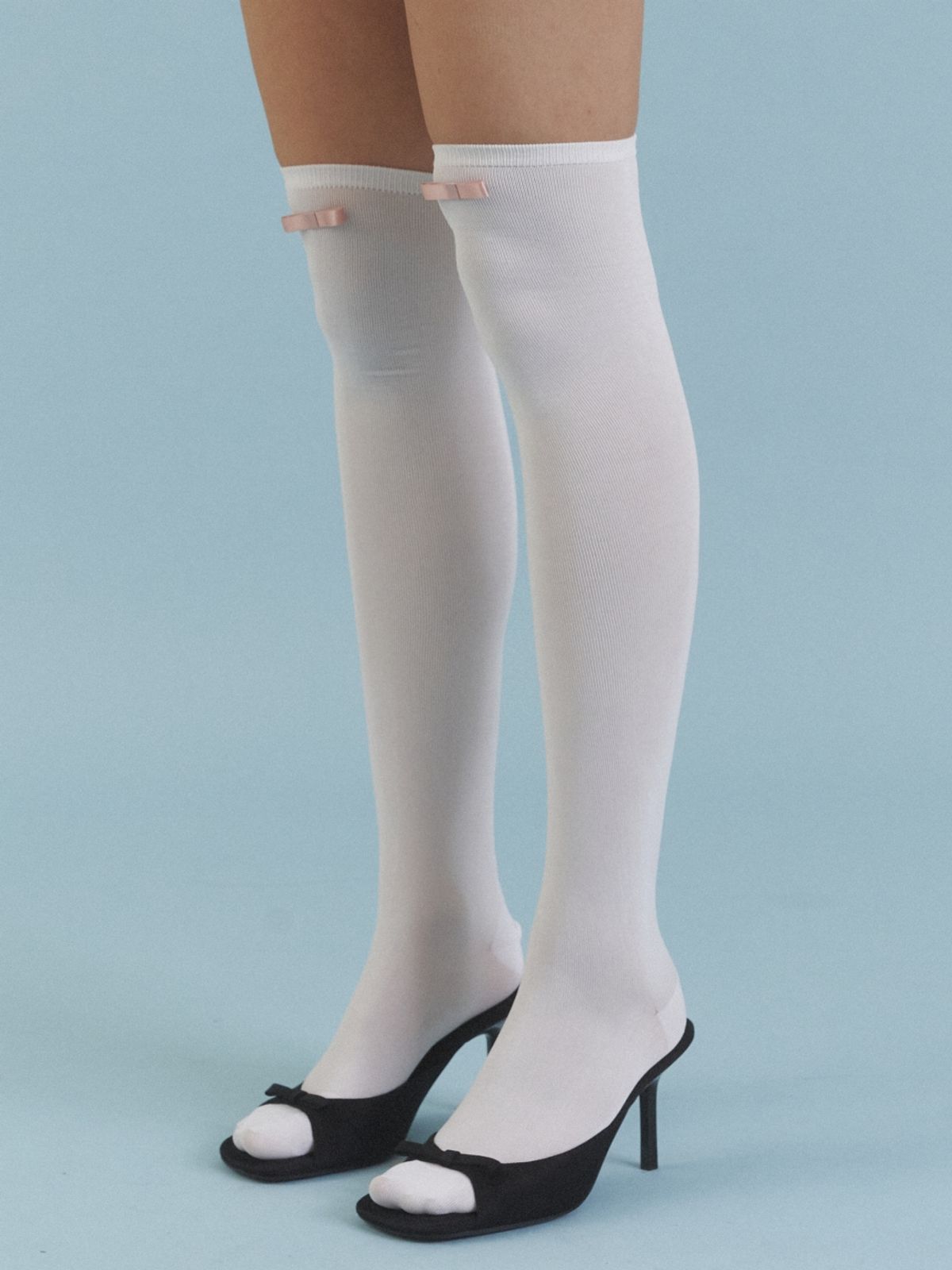 러브미몬스터(LOVE ME MONSTER) Love Ribbon Over Knee Socks_WH