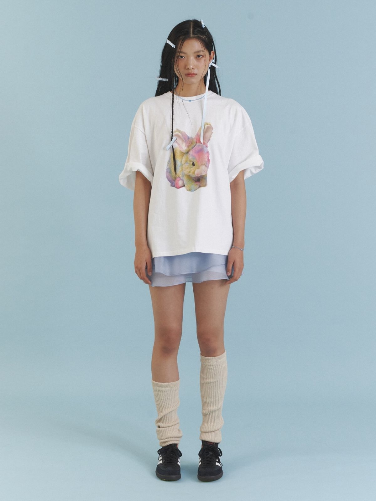 러브미몬스터(LOVE ME MONSTER) Love Ribbon Sheer Layered Wrap Skirt_BU