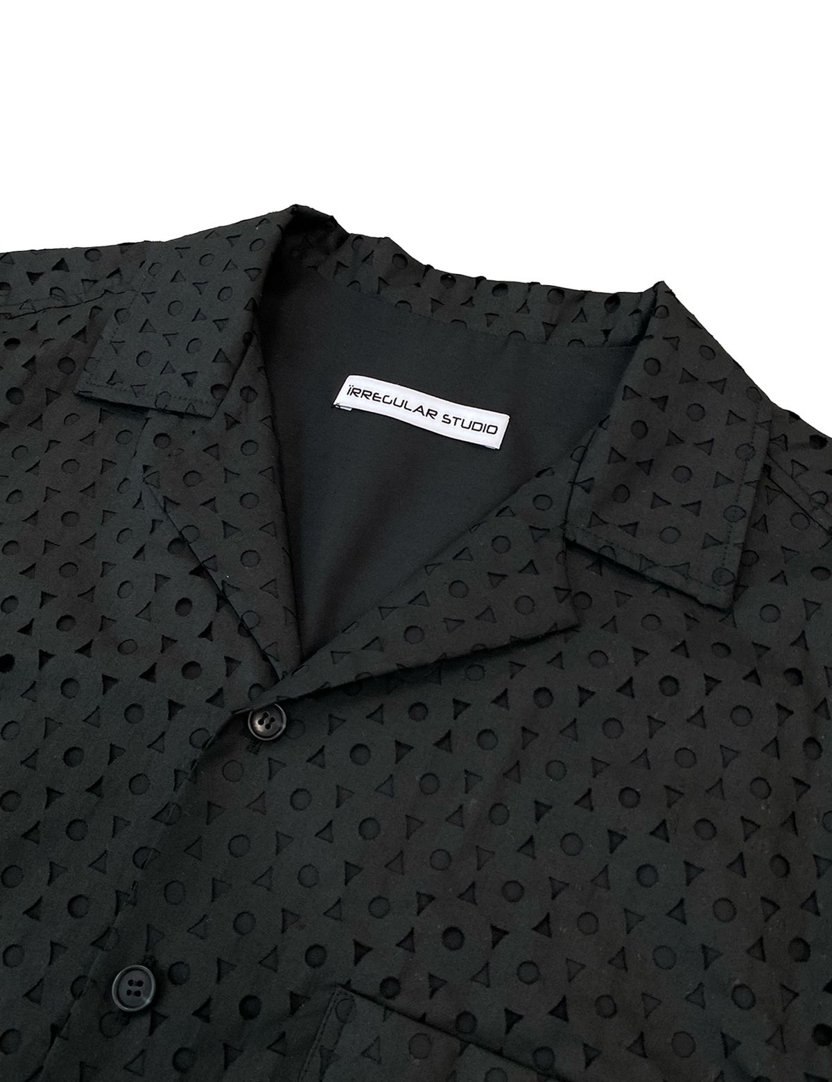 이레귤러(IRREGULAR) CIRCLE LASER CUT SHIRT (BLACK OUT)