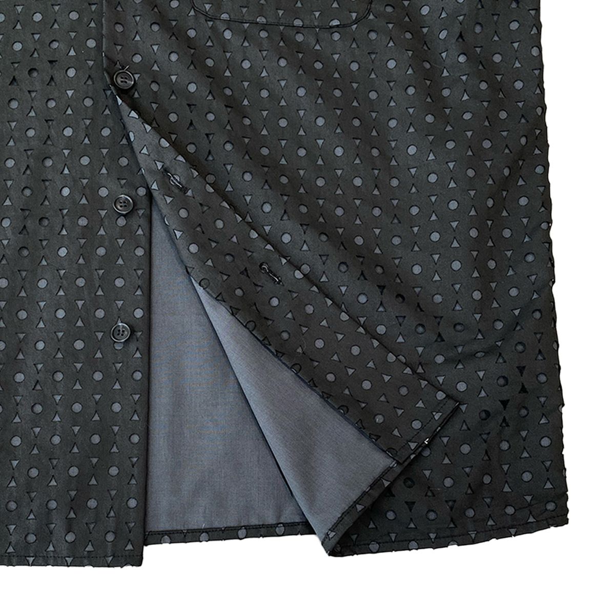 이레귤러(IRREGULAR) CIRCLE LASER CUT SHIRT (BLACK/GREY)