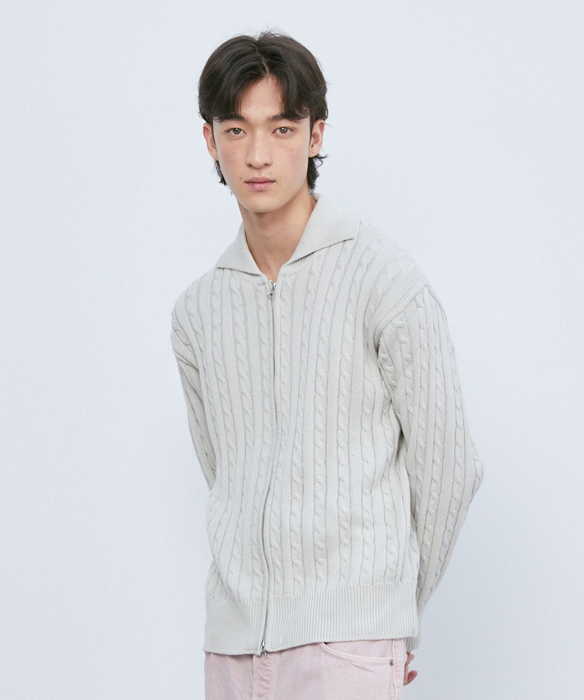 니티드(KNITTED) 케이블 투웨이 집업 가디건 SWISS