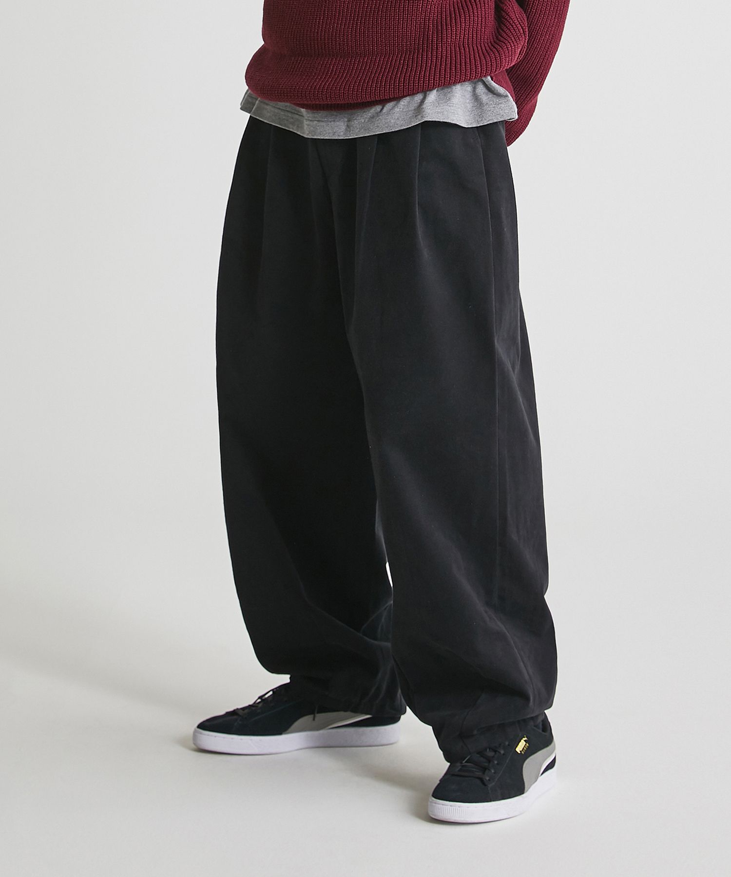MUSINSA | URBANSTOFF Structured Long Balloon Pants (Black)
