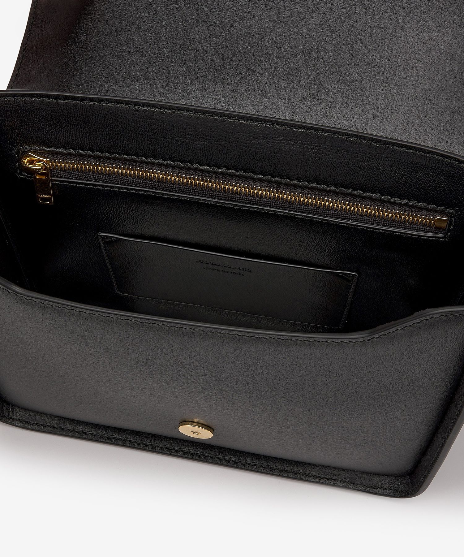 MUSINSA | JIL SANDER Logo Stamp Leather Shoulder Bag - Black