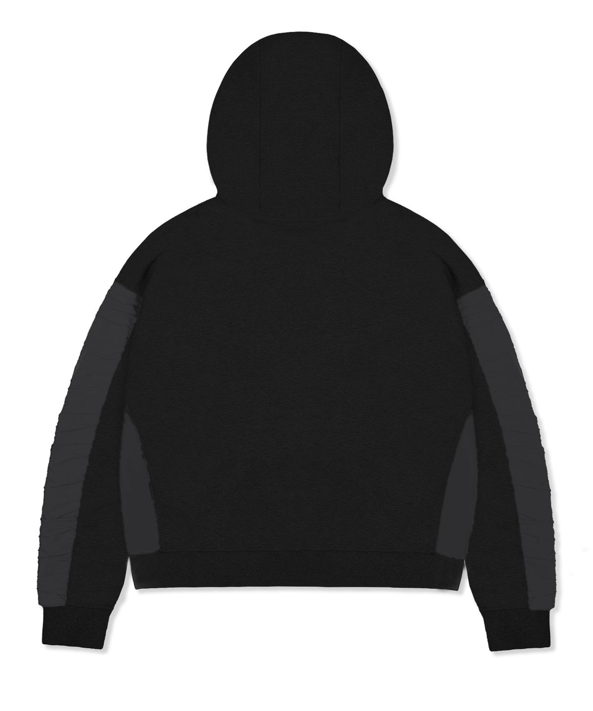 엑스톤즈(XTONZ) XTT057 루즈핏 셔링 나일론 코튼 후디 (BLACK)