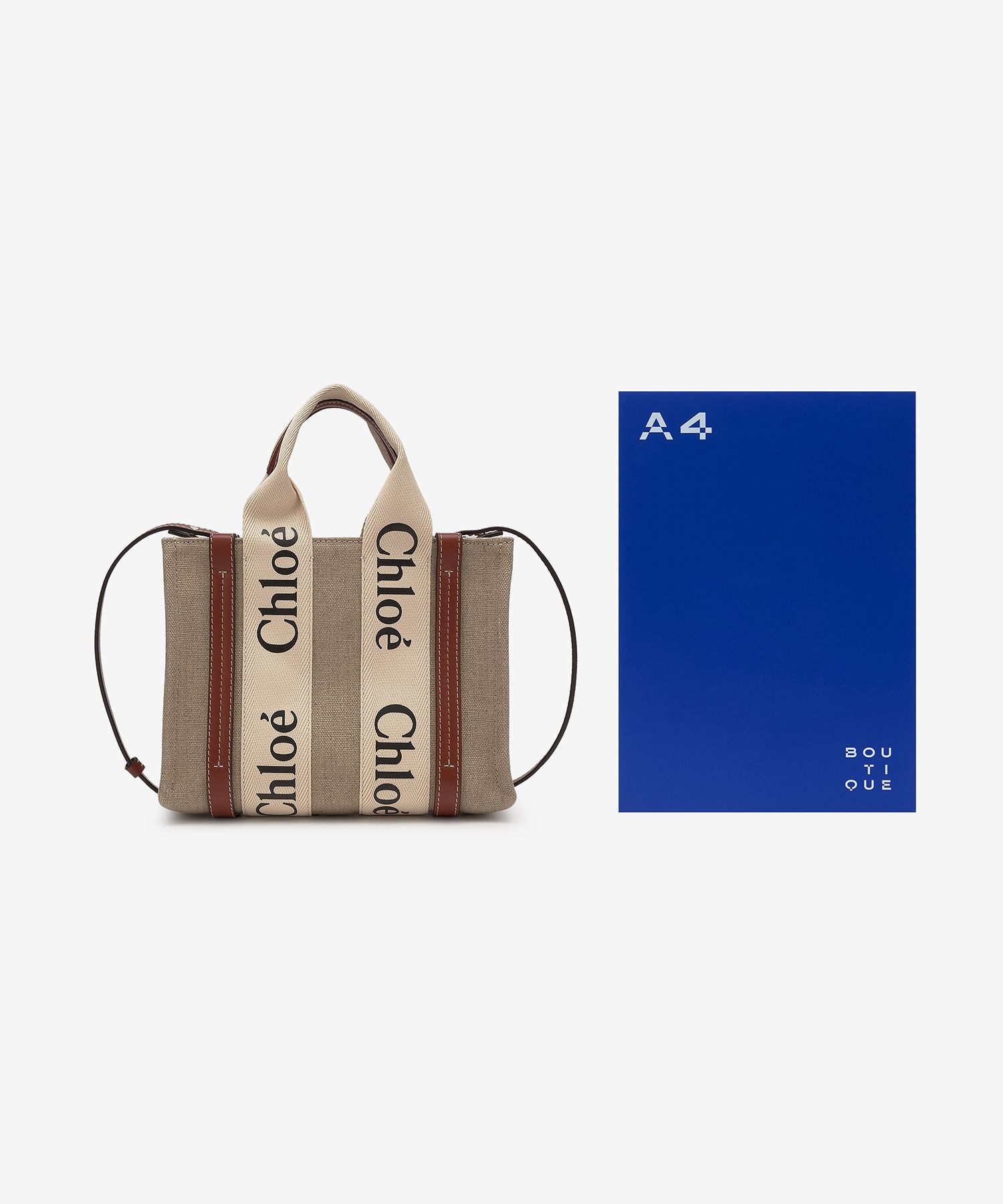 【関税＆送料込み】ChloAC 'Woody Small' Handbag Chloé Mini Woody Tote Bag In Linen in White - Brown | Chloé US