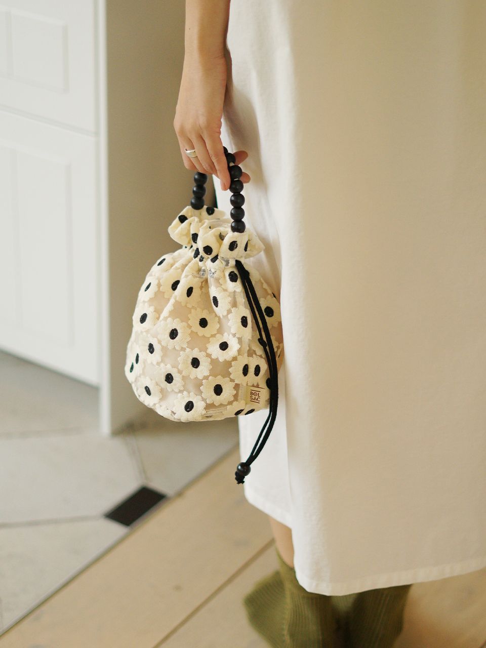 【BOLSAC】poppy bucket bag_white flower poppy bucket bag_white flower - BOLSAC