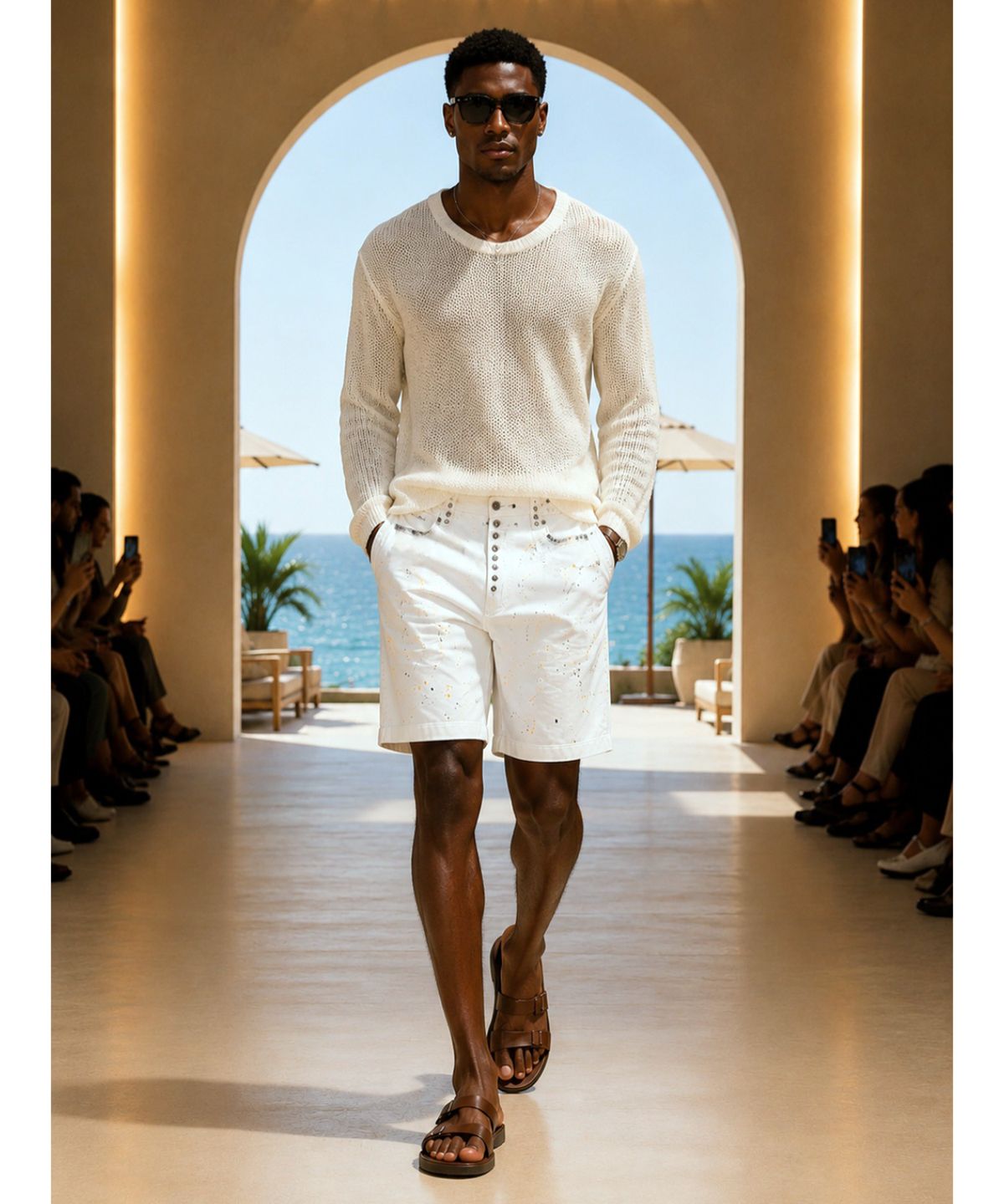 스트라이크(STRIKE) White Splash Wash Marine Shorts
