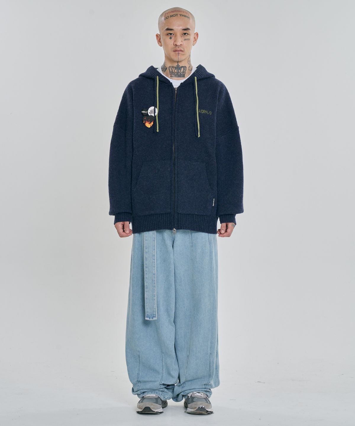 아조바이아조(AJOBYAJO) [PBA] DBOF Wool Knit Zip-Up Hoodie [NAVY]