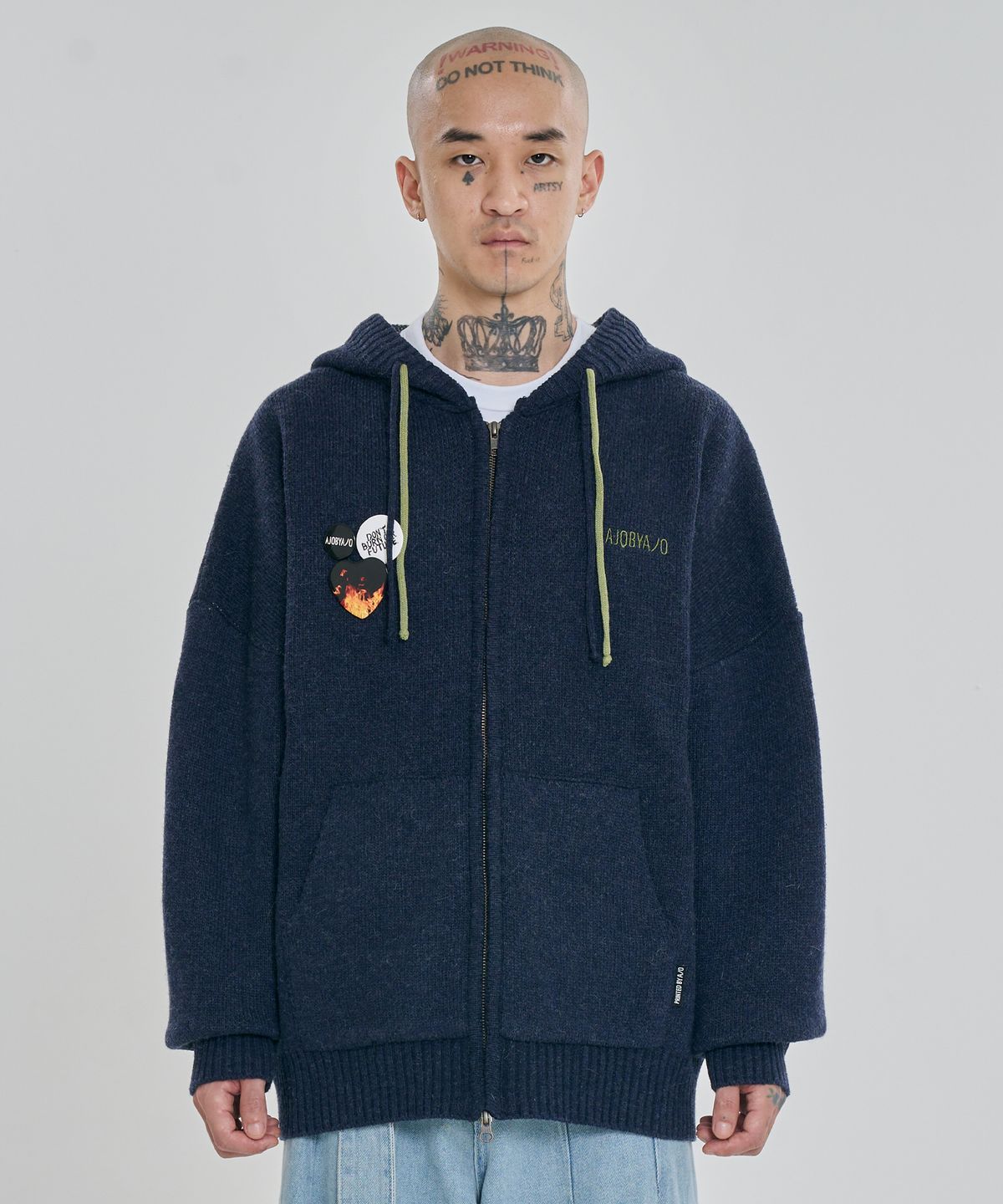 아조바이아조(AJOBYAJO) [PBA] DBOF Wool Knit Zip-Up Hoodie [NAVY]