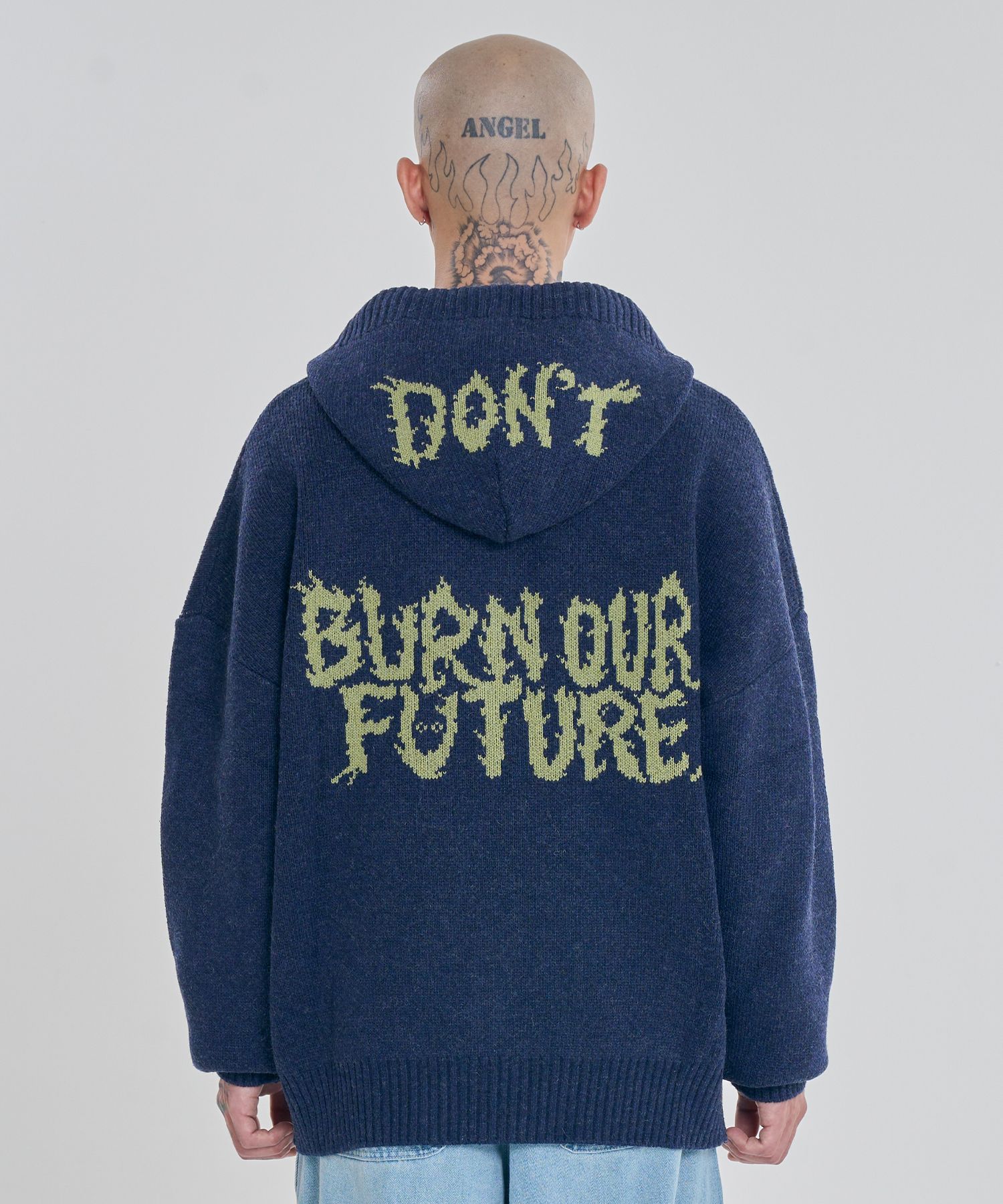MUSINSA | AJOBYAJO [PBA] DBOF Wool Knit Zip-Up Hoodie [NAVY]