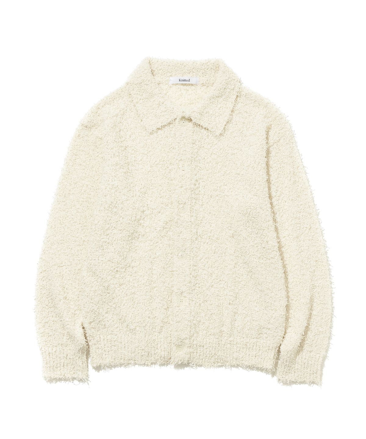 니티드(KNITTED) 테일 카라 가디건 IVORY