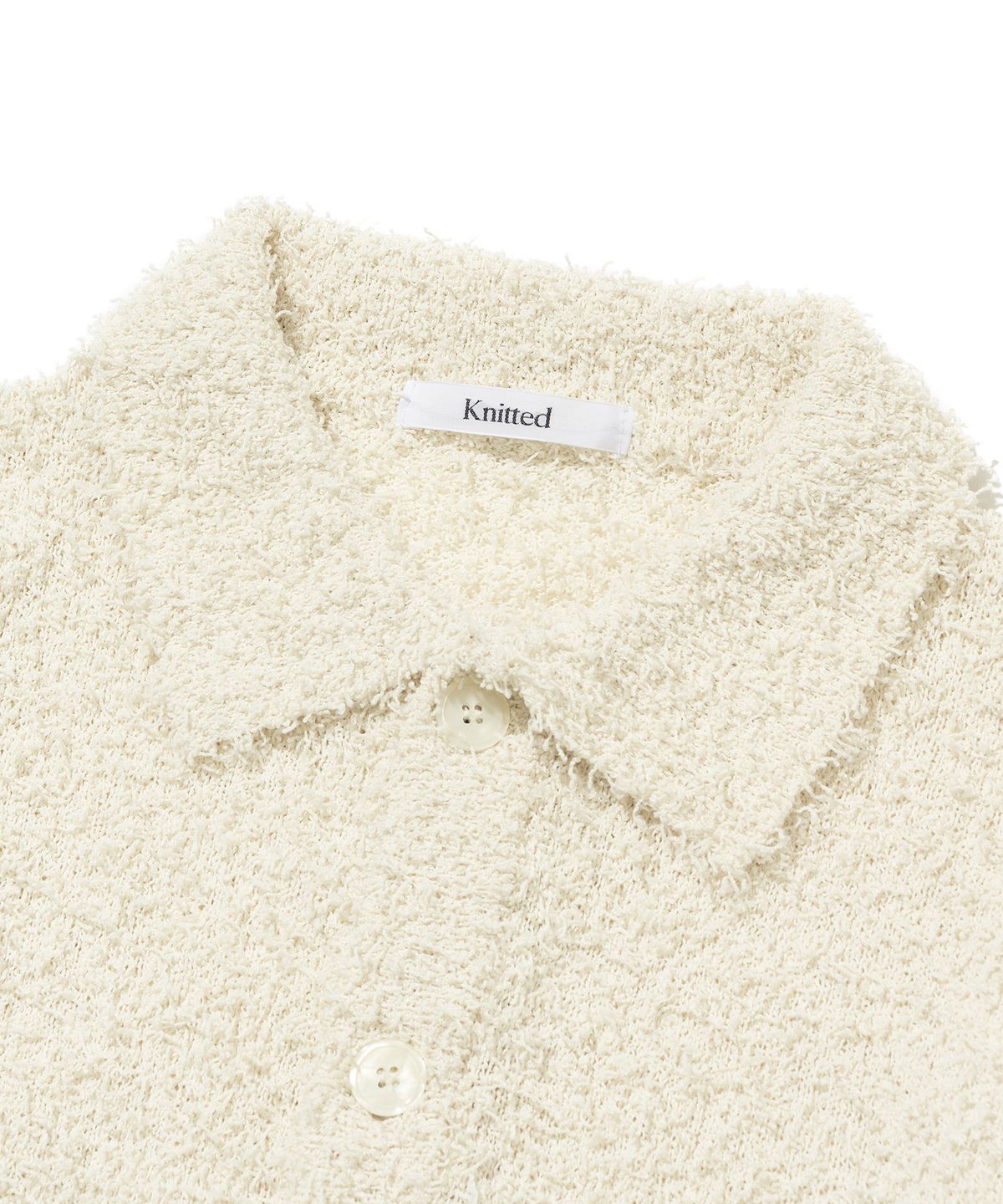 니티드(KNITTED) 테일 카라 가디건 IVORY