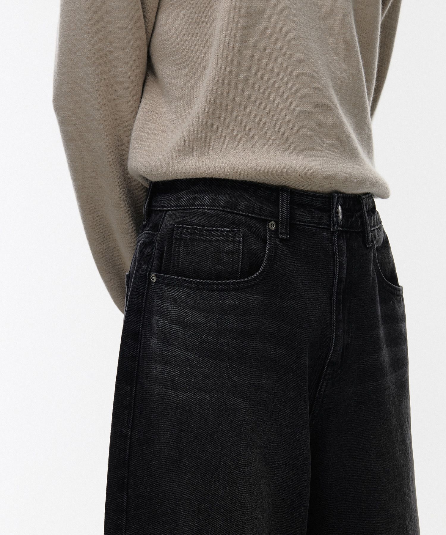 ★MUSINSA STANDARD★ Big wide denim pants in washed black MM MUSINSA公式 | MUSINSA STANDARD Extra wide denim pants