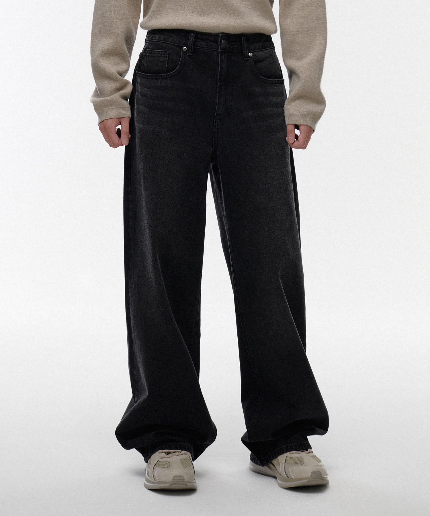 デニム・ジーパン MUSINSA STANDARD Loose straight denim pants black MMCNP119-B MUSINSA | MUSINSA STANDARD Loose Straight Denim Pants [Black]