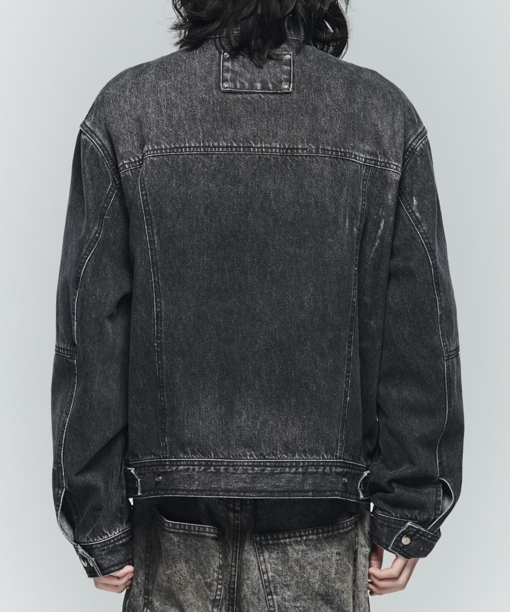 MUSINSA | MAISON MINED OBLATE BIKER DENIM JACKET BLACK