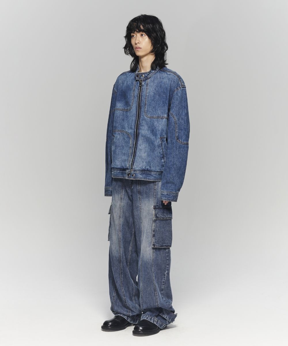 MUSINSA | MAISON MINED OBLATE BIKER DENIM JACKET BLACK