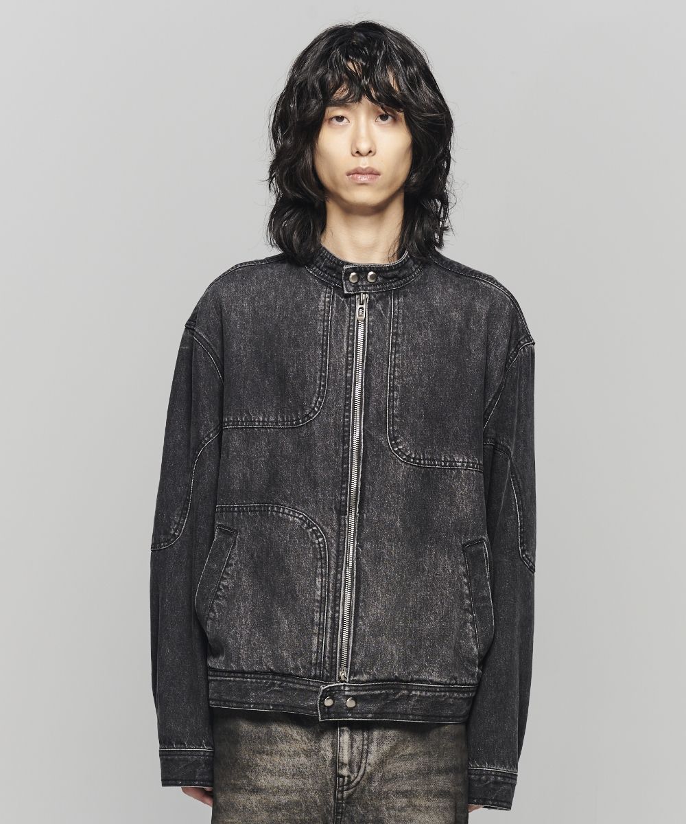 【MAISON MINED】23FW★ OBLATE BIKER DENIM JACKET MUSINSA | MAISON MINED OBLATE BIKER DENIM JACKET BLACK
