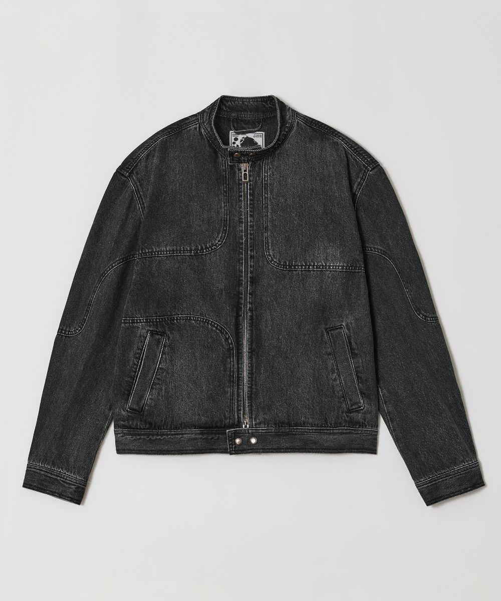 MUSINSA | MAISON MINED OBLATE BIKER DENIM JACKET BLACK