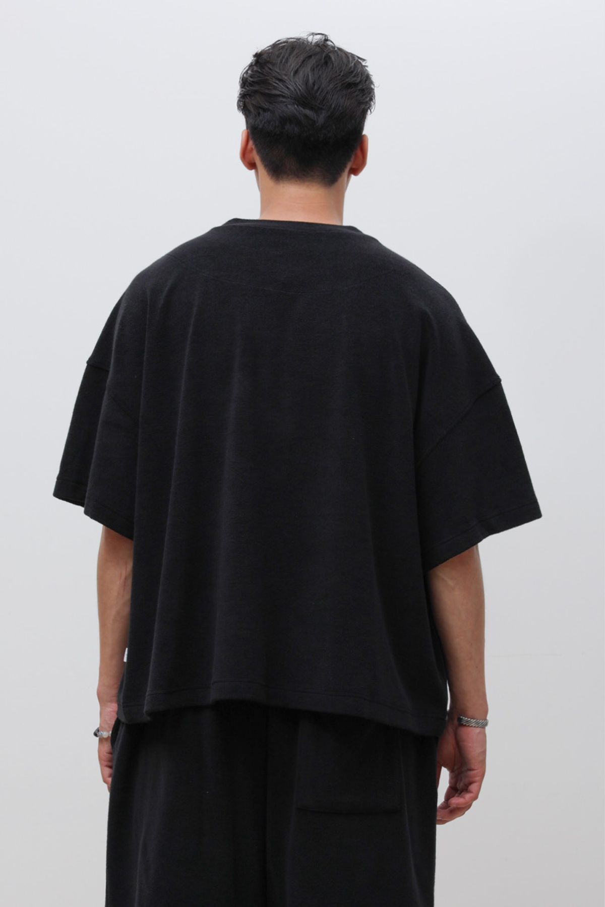 로우 투 로우(RAW TO RAW) MRT028B 코튼 테리 박시 몽크 티 SUEDE BLACK