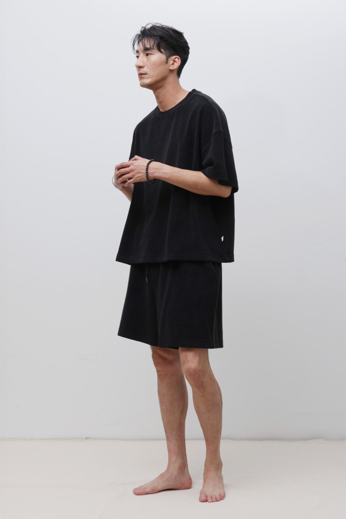 로우 투 로우(RAW TO RAW) MRT028B 코튼 테리 박시 몽크 티 SUEDE BLACK