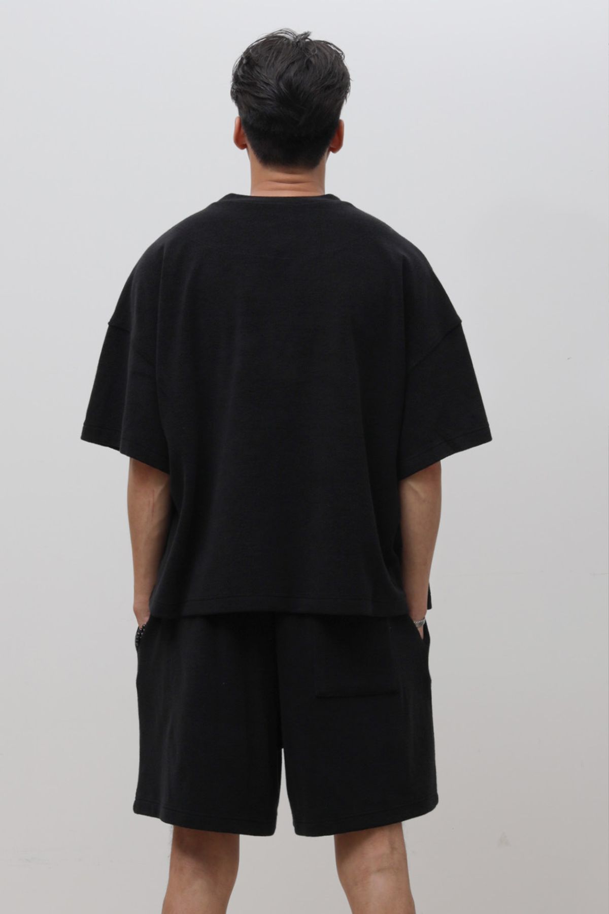 로우 투 로우(RAW TO RAW) MRT028B 코튼 테리 박시 몽크 티 SUEDE BLACK