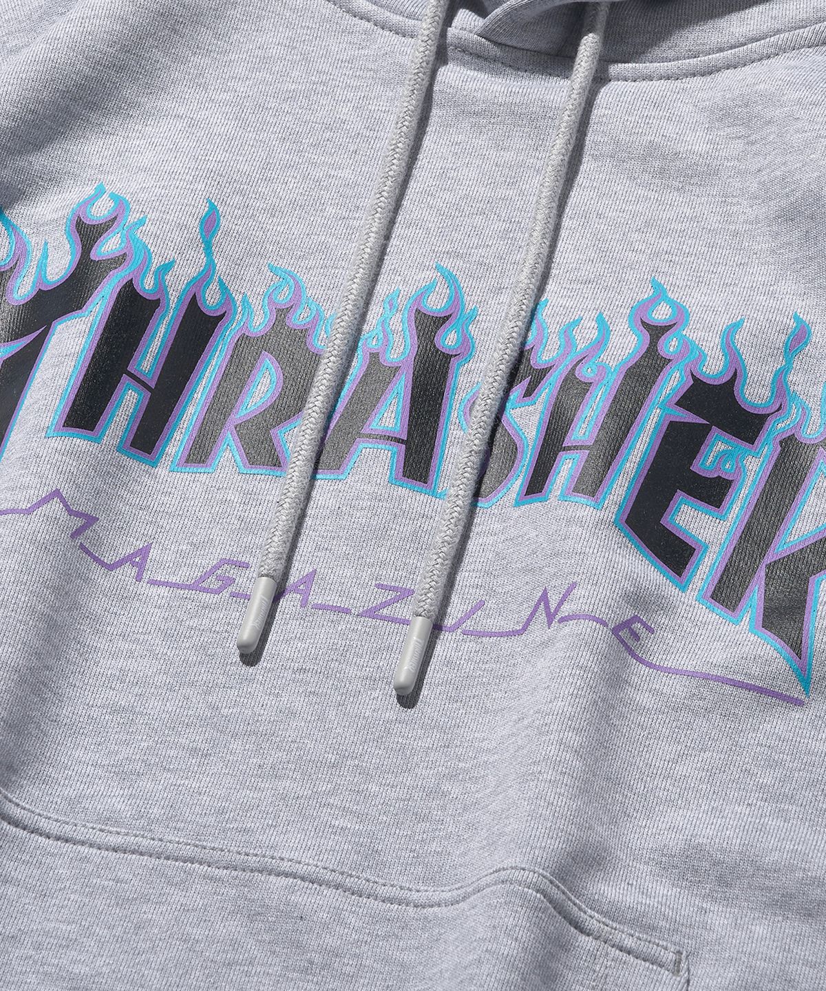 트레셔(THRASHER) 플레임 로고 후디 멜란지 그레이