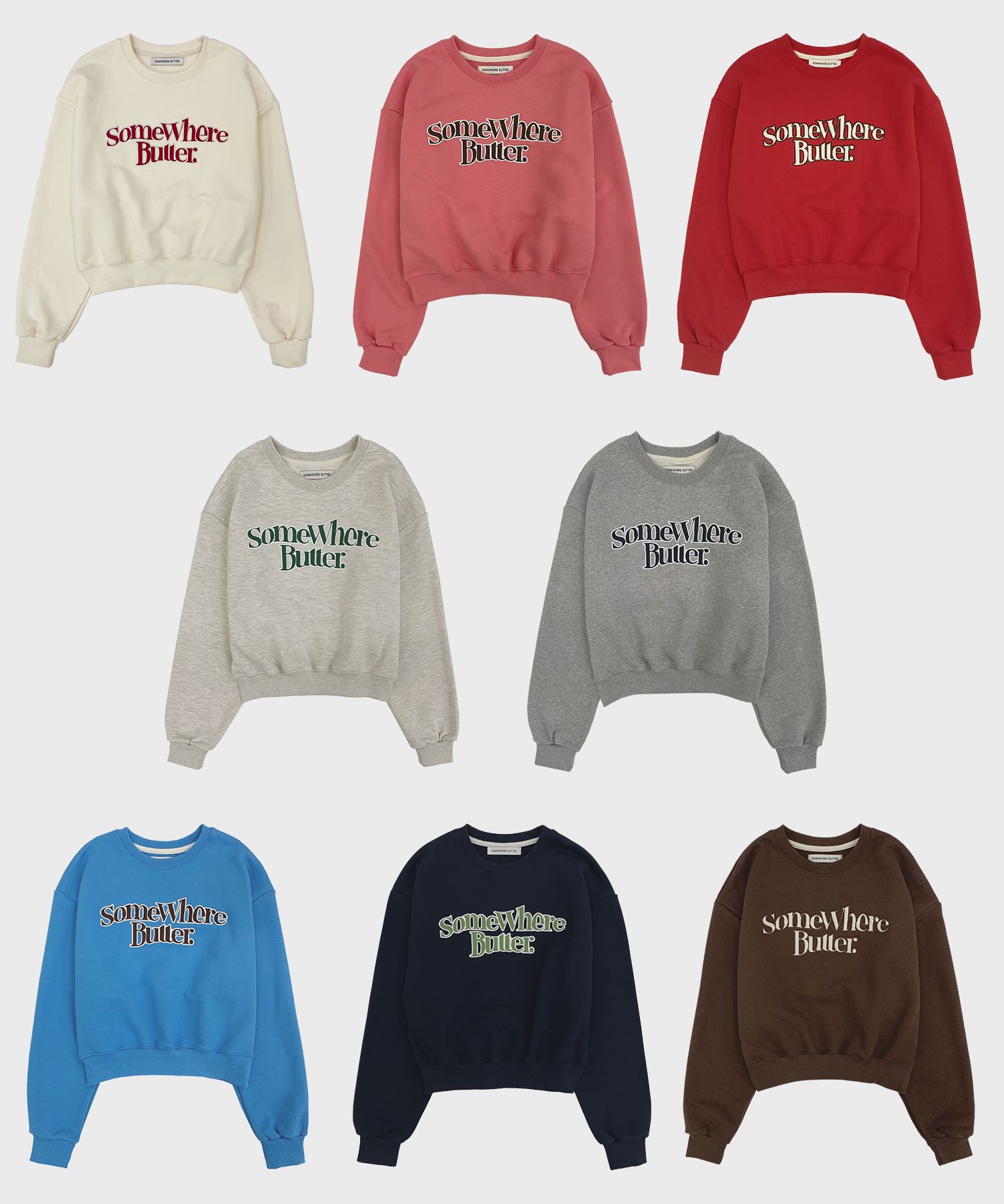 韓国女子 人気[SOMEWHERE BUTTER]CRACK LOGO HALF SWEATSHIRT MUSINSA | SOMEWHEREBUTTER new wave logo sweatshirt - cream