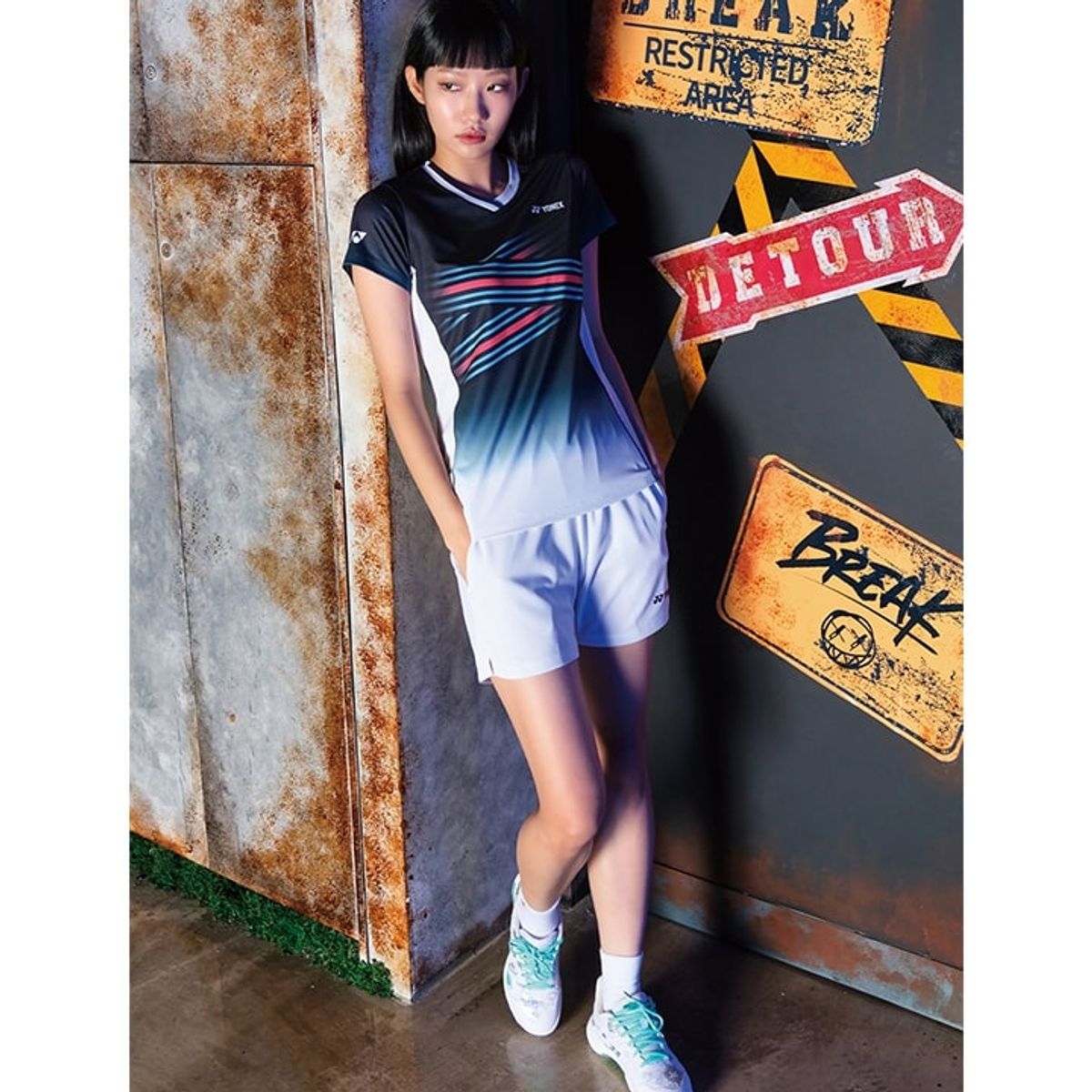 요넥스(YONEX) 233TS002F 인디고 블루 여성용 레이어 그래픽 게임웨어