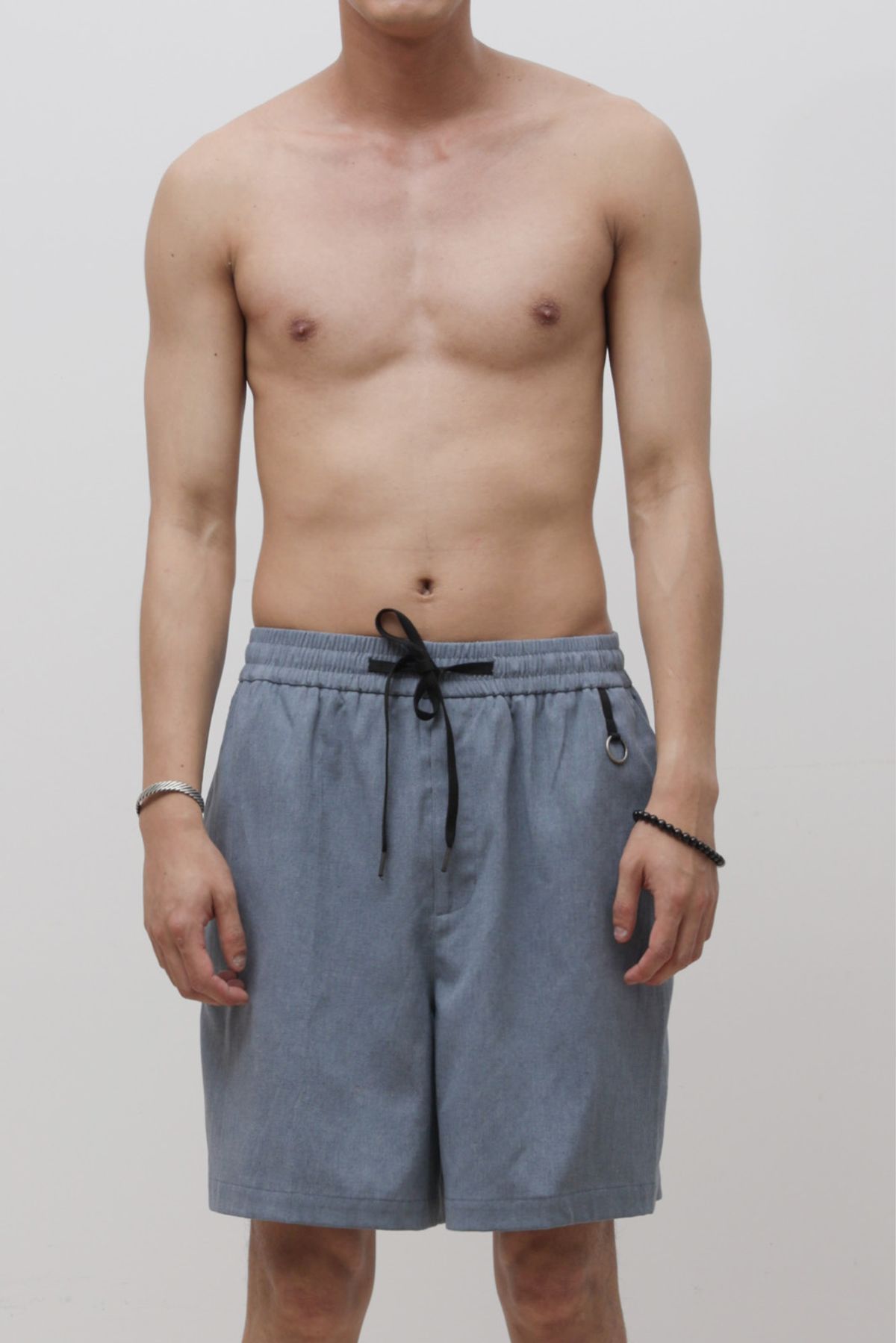 로우 투 로우(RAW TO RAW) MRP301B 린넨 밴딩 메디테이션 숏 팬츠 ASH INDIGO