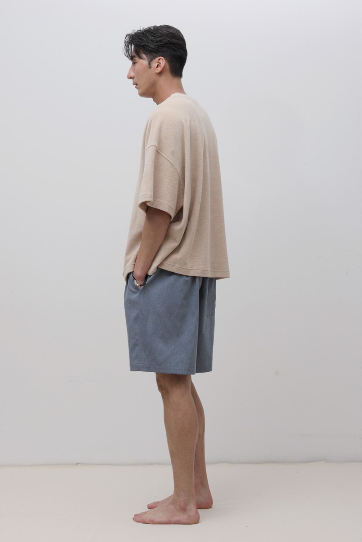 로우 투 로우(RAW TO RAW) MRP301B 린넨 밴딩 메디테이션 숏 팬츠 ASH INDIGO