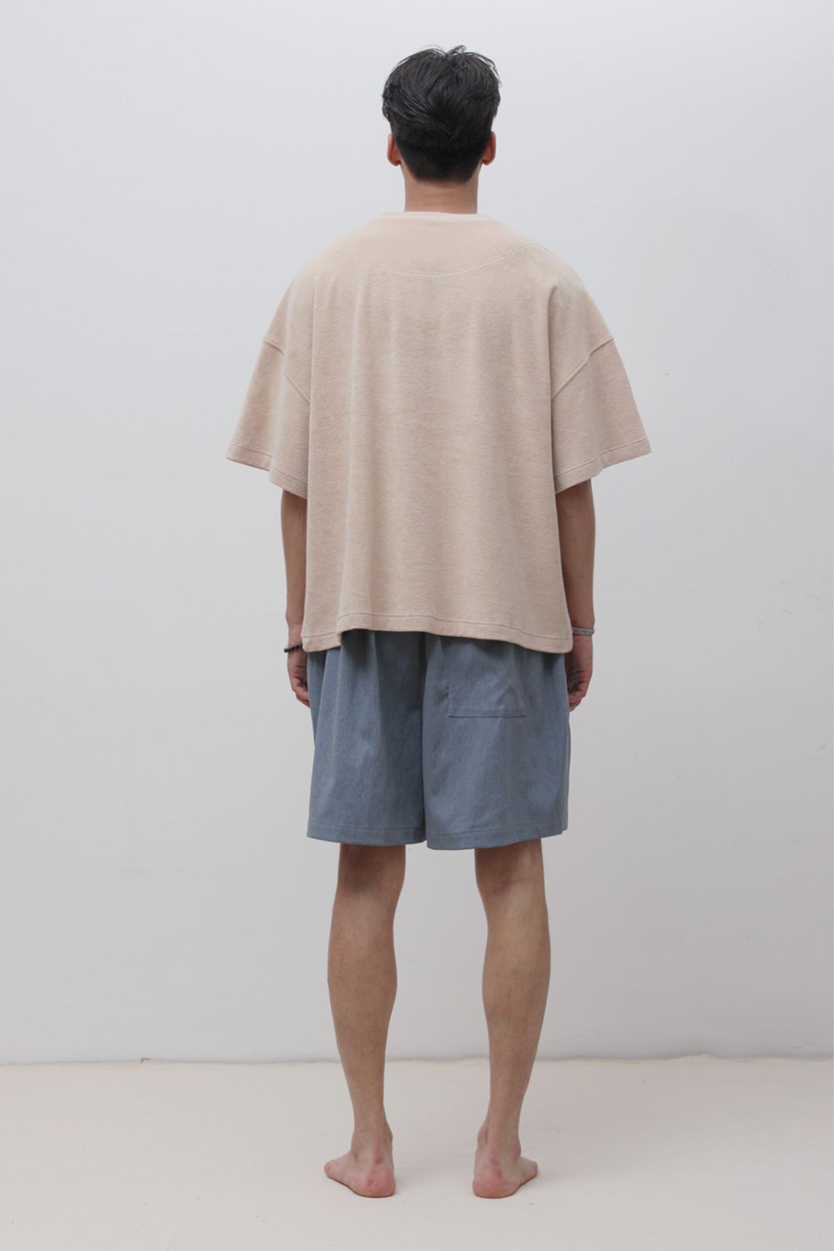 로우 투 로우(RAW TO RAW) MRP301B 린넨 밴딩 메디테이션 숏 팬츠 ASH INDIGO