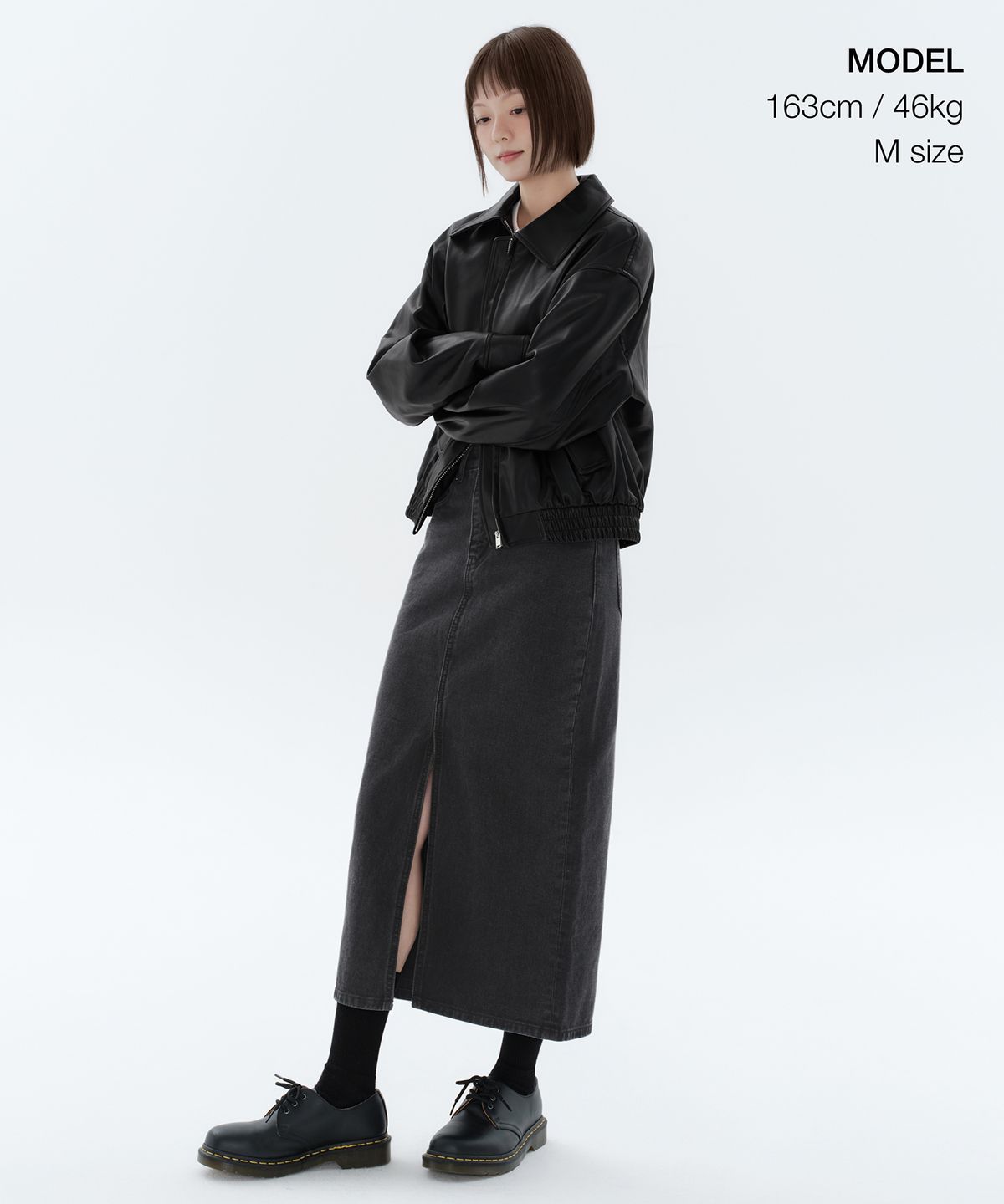 무신사 스탠다드 우먼(MUSINSA STANDARD WOMAN) 우먼즈 신세틱 레더 블루종 재킷 [블랙]