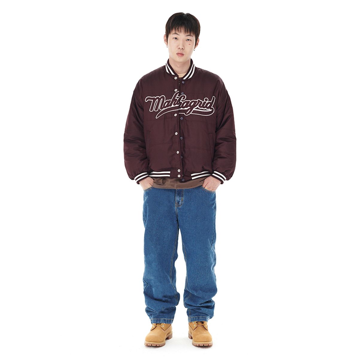 마하그리드(MAHAGRID) STADIUM JACKET BROWN(MG2DFMJ243A)