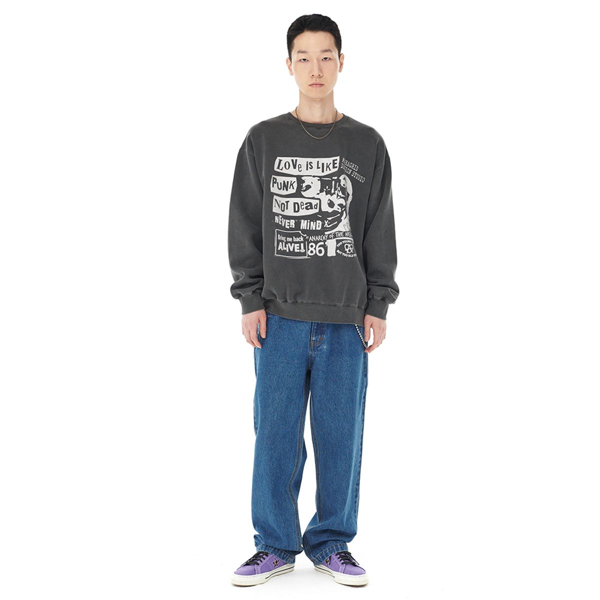 마하그리드(MAHAGRID) LOVE PUNK PIGMENT SWEATSHIRT_4colors