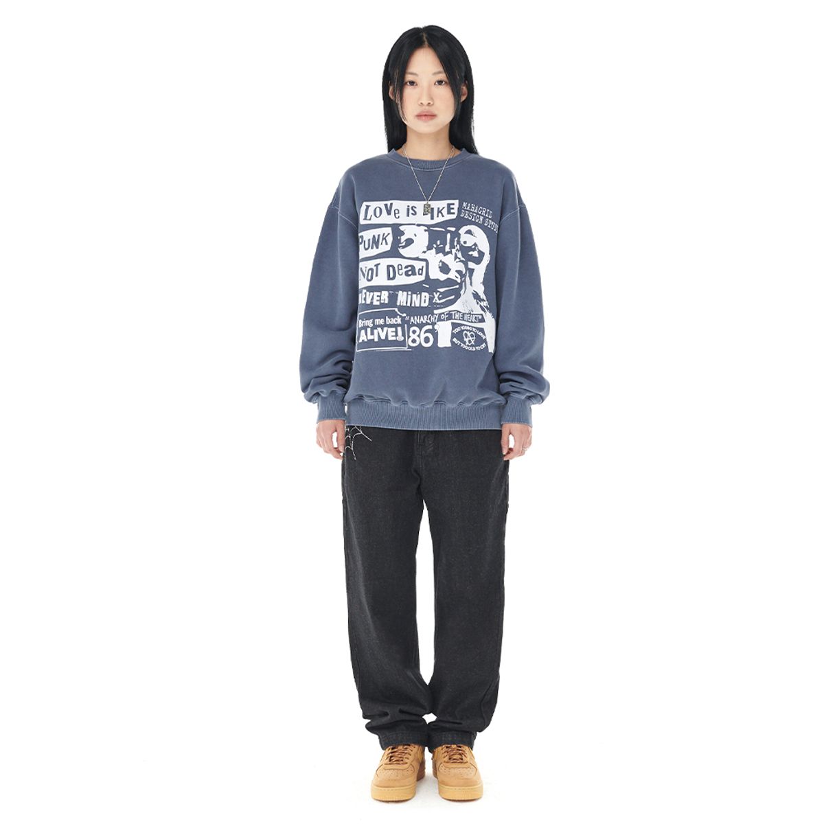 마하그리드(MAHAGRID) LOVE PUNK PIGMENT SWEATSHIRT_4colors